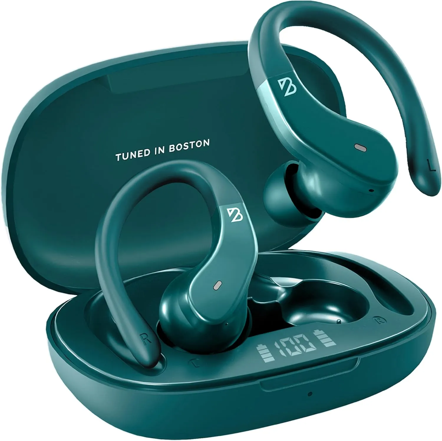 Runner 40 - Secure-Fit Wireless Earbuds for Small Ears, Running Bluetooth Earphones for Women and Men, Green Deep Bass Wrap Around Earbuds for Small Ear Canals with EarHooks, Light Over The Ear Buds
