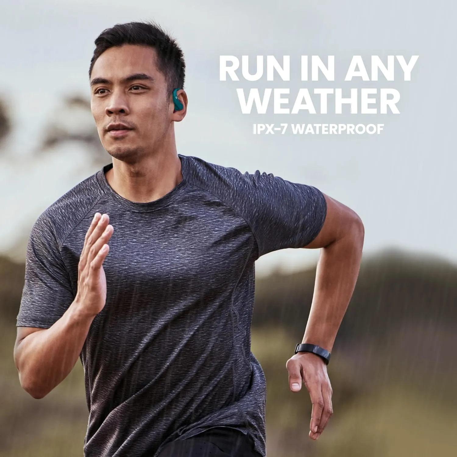 Runner 40 - Secure-Fit Wireless Earbuds for Small Ears, Running Bluetooth Earphones for Women and Men, Green Deep Bass Wrap Around Earbuds for Small Ear Canals with EarHooks, Light Over The Ear Buds