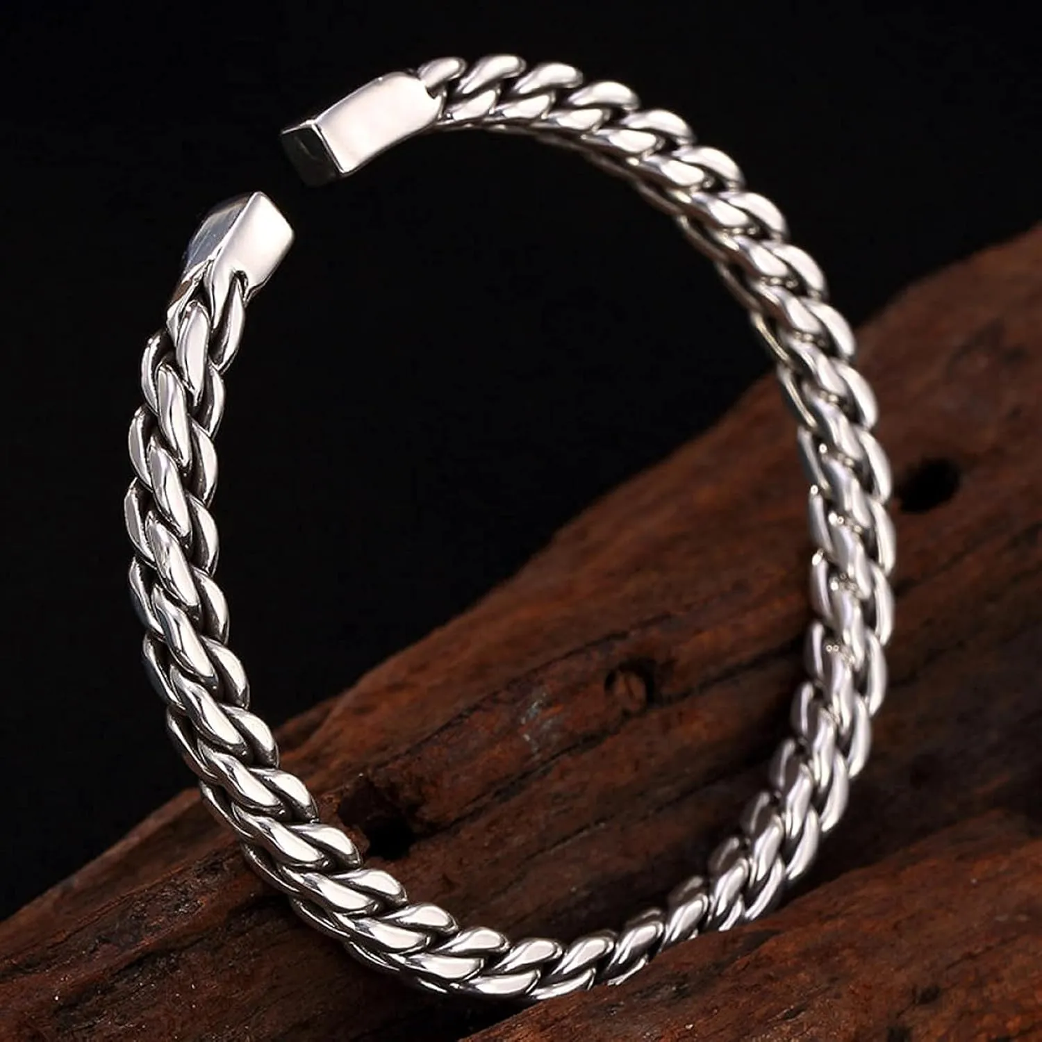 S999 Pure Textured Woven Bracelet All Match Men's Open Bracelet Jewelry Bangle Women's Bracelets