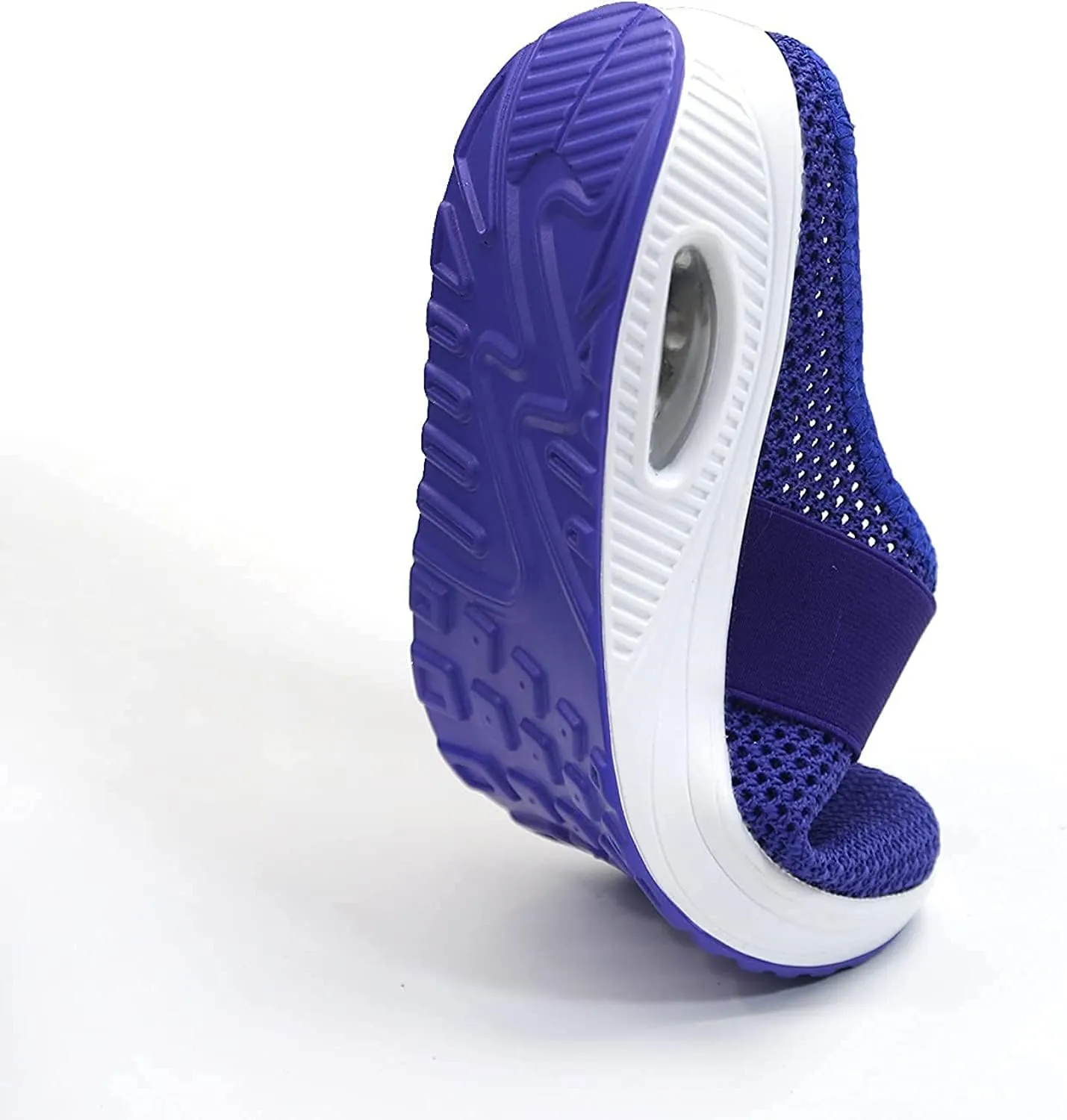 SAFECAMS Women Air Cushion Walking Shoes,Orthopedic Diabetic Mules Sandals,Breathable Arch Support Knit Casual Slip-On Penny Loafers