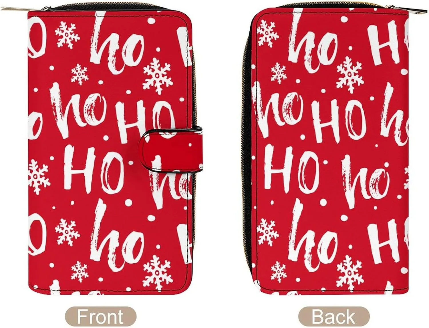 Santa Claus Snowflake Art Leather Multifunctional Wallet with 12 Card Slots for Unisex