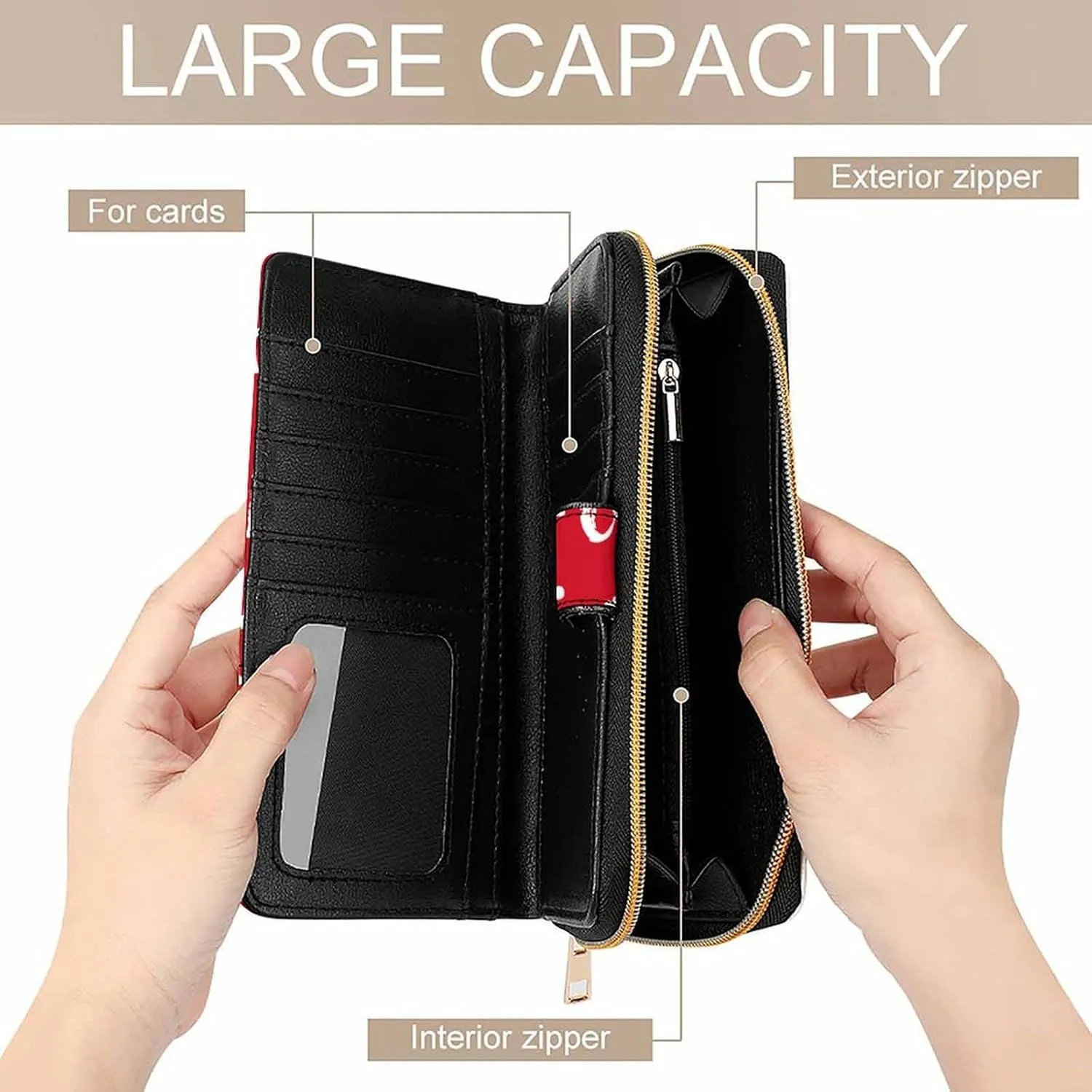 Santa Claus Snowflake Art Leather Multifunctional Wallet with 12 Card Slots for Unisex