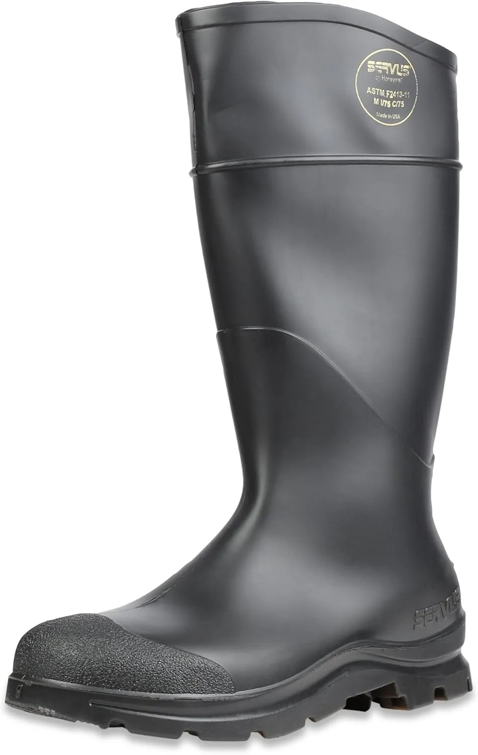 Servus Comfort Technology 14" PVC Steel Toe Men's Work Boots, Black - Steel Toe, 4