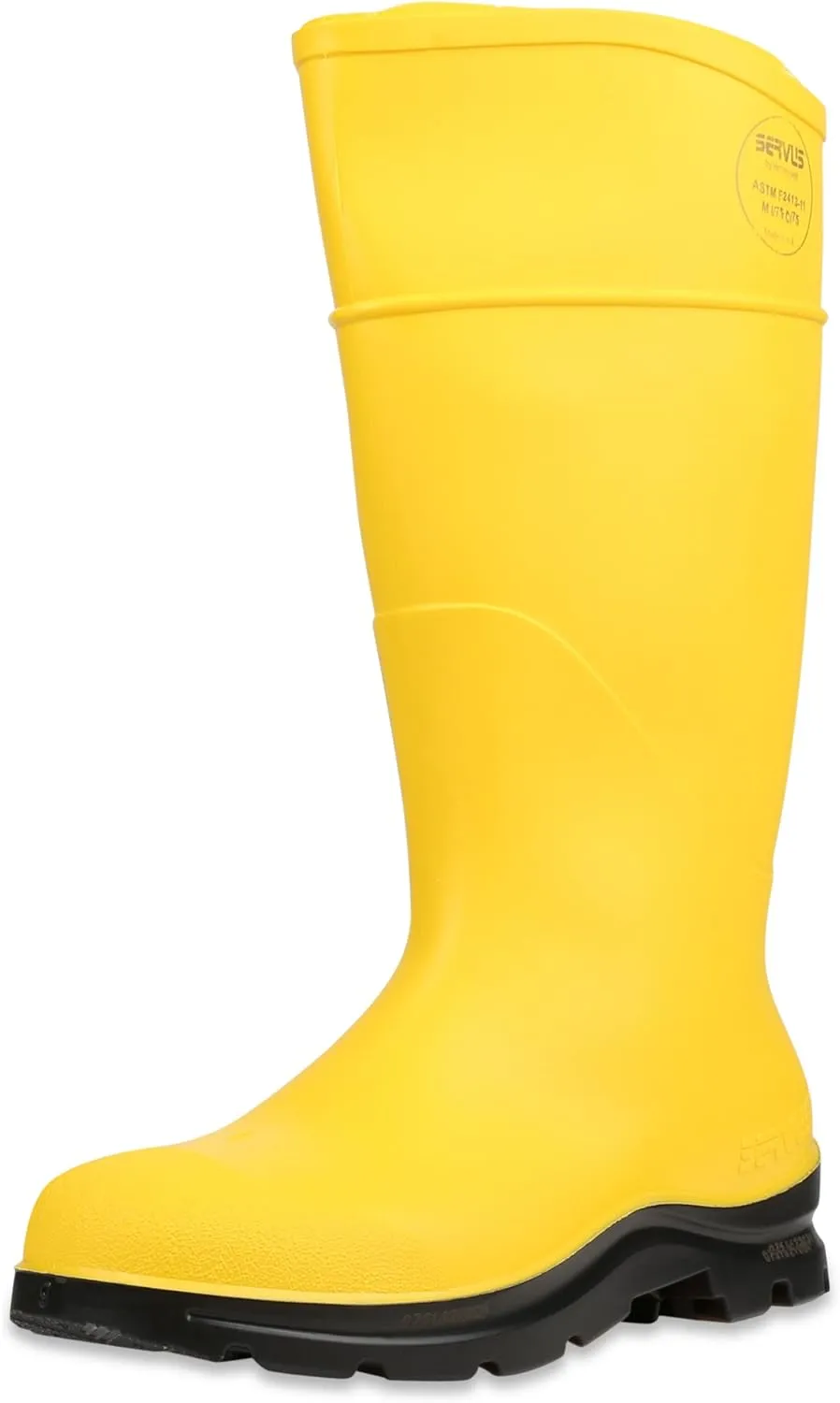 Servus Comfort Technology 14" PVC Steel Toe Men's Work Boots, Yellow & Black (18835)