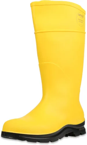 Servus Comfort Technology 14" PVC Steel Toe Men's Work Boots, Yellow & Black (18835)