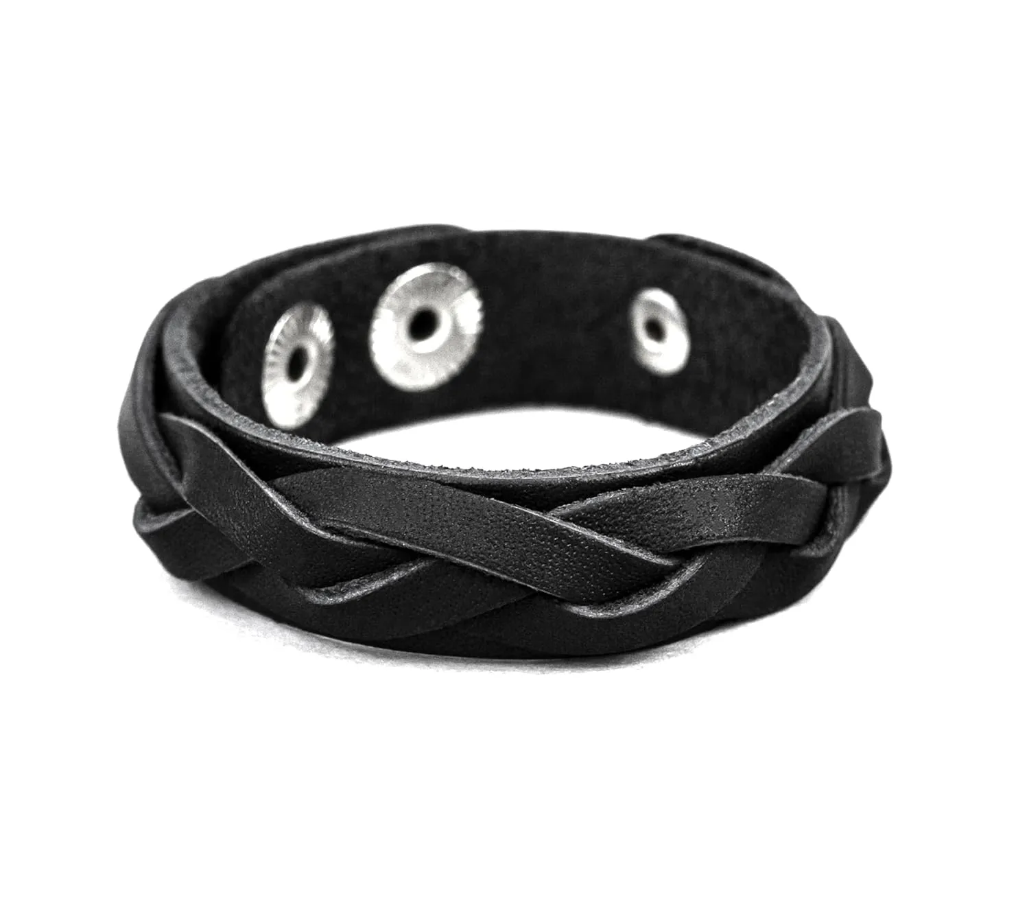 slim braided Leather cuff bracelet for women or men, Handmade 3549