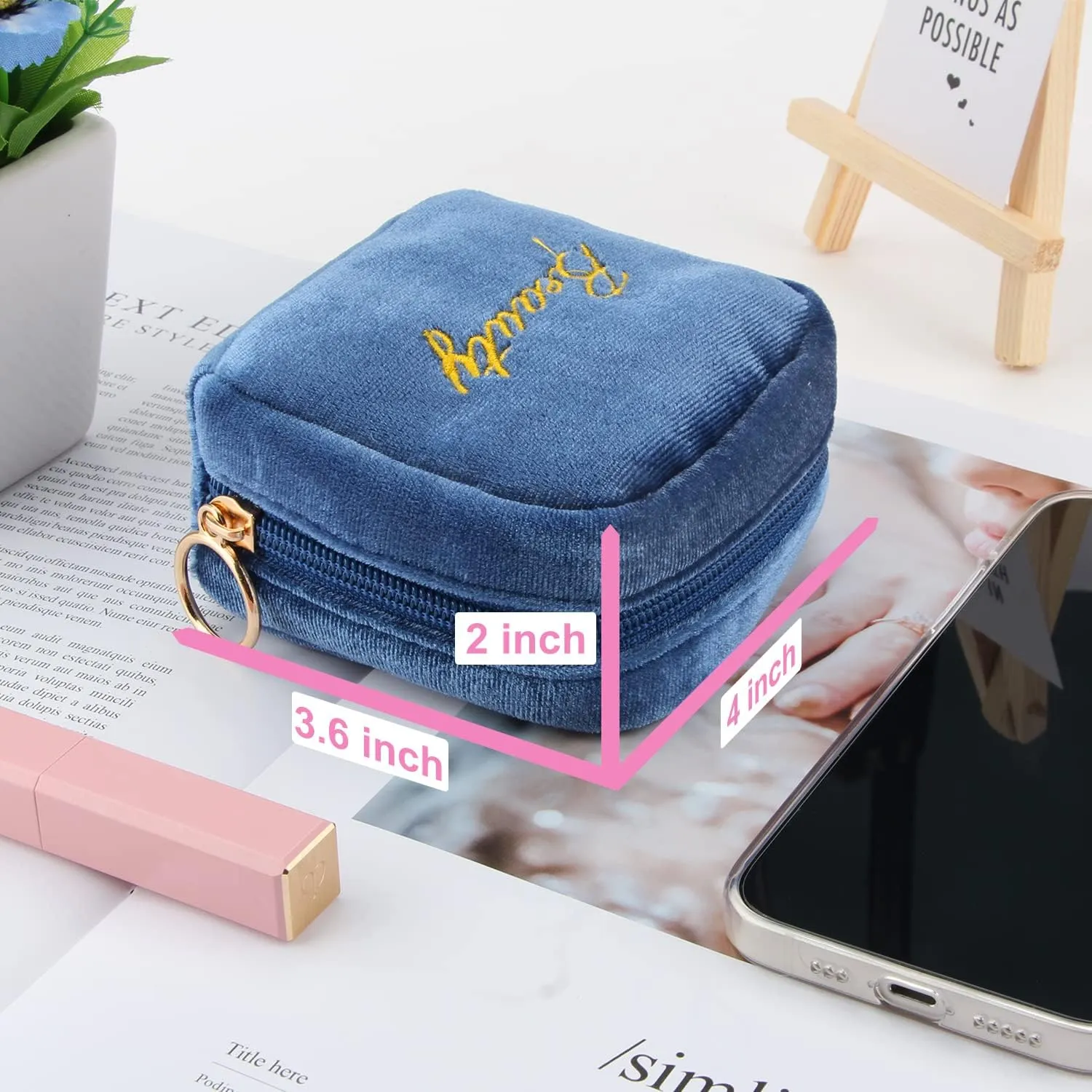 Small Makeup Bag Mini Pouch Portable Mini Make Up Bag for Purse Extra Small Makeup Bag Lipstick Holder for Women and Girls(Blue)