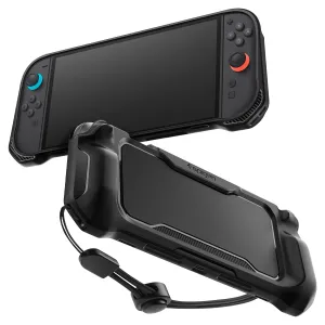Spigen Rugged Armor Designed for Nintendo Switch 2 Case (2025) Protective Handheld Case with Ergonomic Grip and Strap (Not Compatible with Switch Dock) - Matte Black