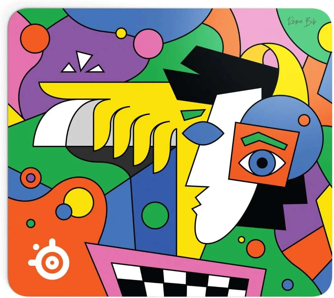 SteelSeries QcK Gaming Mouse Pad  Limited Edition Artist Collaboration  Roma Bib  Non-Slip Rubber Base  Peak Tracking and Stability  Optimized for Gaming Sensors