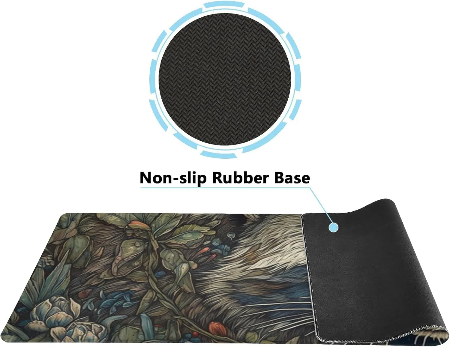 Stitched Edge, Non-Slip Rubber Base Art Nouveau Style Printed Mouse Pad 35.5 x 16 Inch, Ideal for Gamers & Office Work