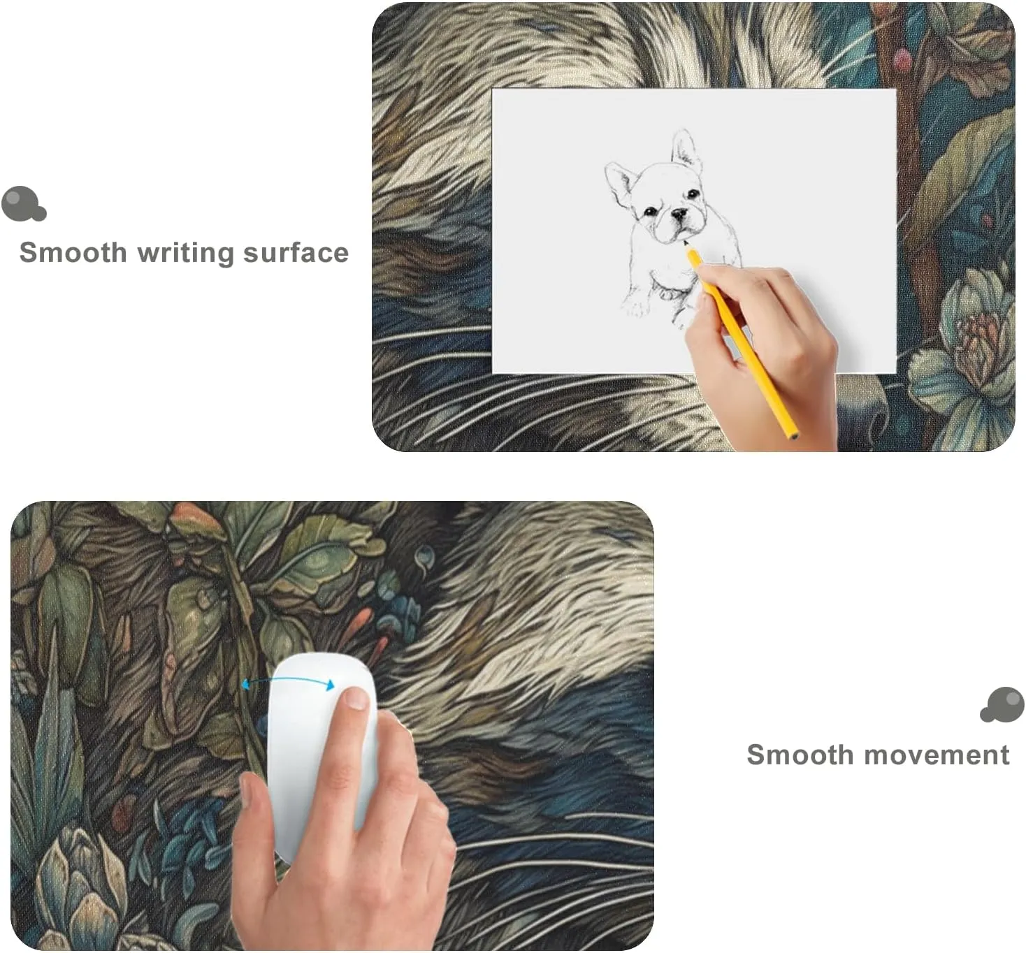 Stitched Edge, Non-Slip Rubber Base Art Nouveau Style Printed Mouse Pad 35.5 x 16 Inch, Ideal for Gamers & Office Work