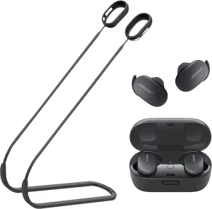 Strap Compatible with Bose QuietComfort Earbuds only, Sports Silicone Earbuds Lanyard, Anti Lost Straps Accessories, Neck Rope Cord Soft, Holder Connector, (Black)