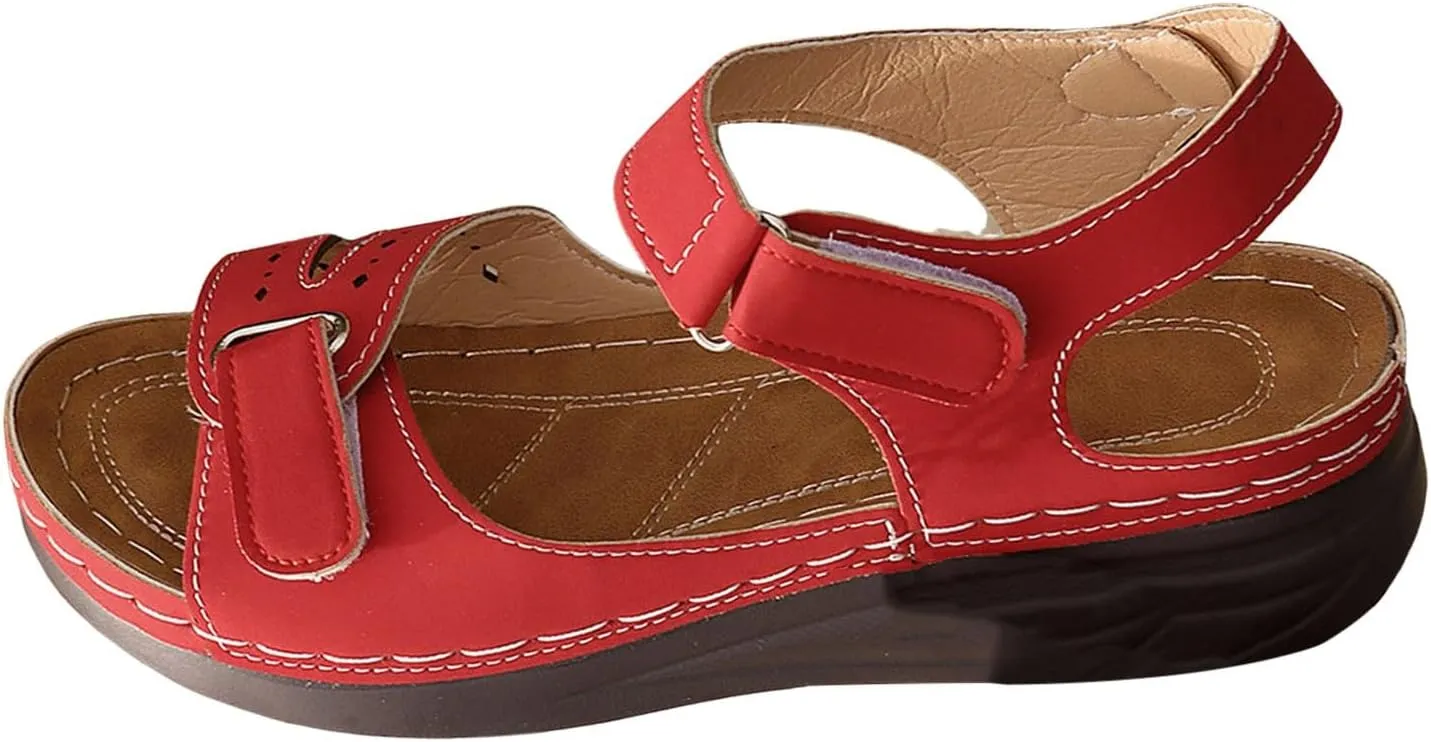 SuanlaTDS Wedge Sandals for Women Orthopedic Arch Support Walking Shoes 2025 Comfortable Summer Dressy Platform Adjustable Ankle Strap Open Toe Casual Low Wedges Heel Sandal for Outdoor