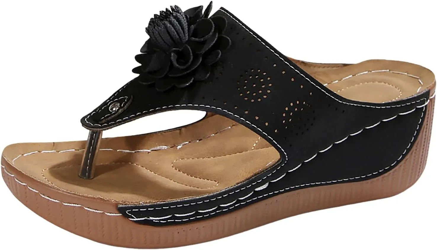 SuanlaTDS Wedge Sandals for Women Orthopedic Flip Flops Dressy Summer Comfortable 2025 Open Toe Walking Slip-on Slides Beach Shoes Daily Casual Wear Platform Low Heel Sandal with Arch Support