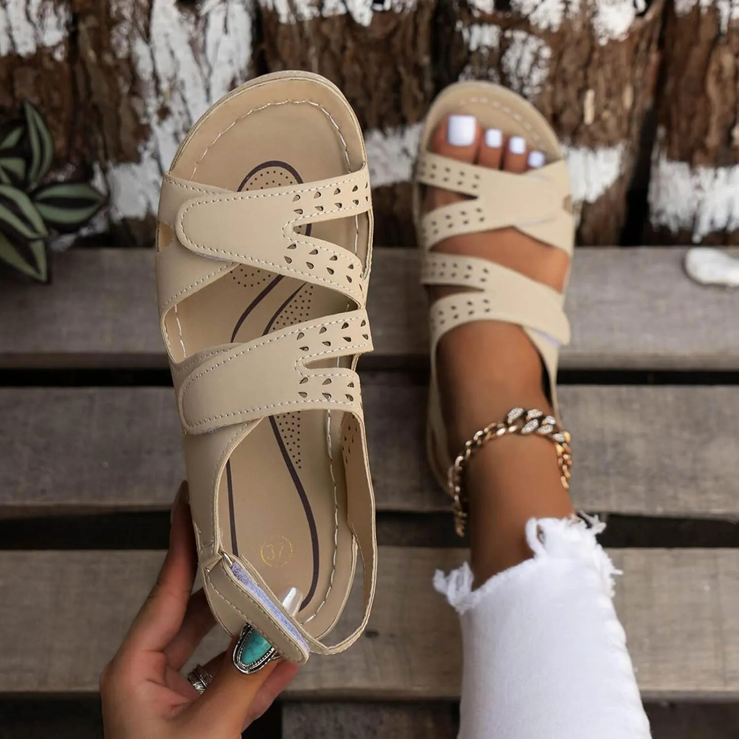 SuanlaTDS Wedge Sandals for Women Summer Dressy Open Toe Adjustable Ankle Strap Platform Comfortable Orthopedic Sandals with Arch Support Low Wedges Heels Outdoor Beach Dress Shoes