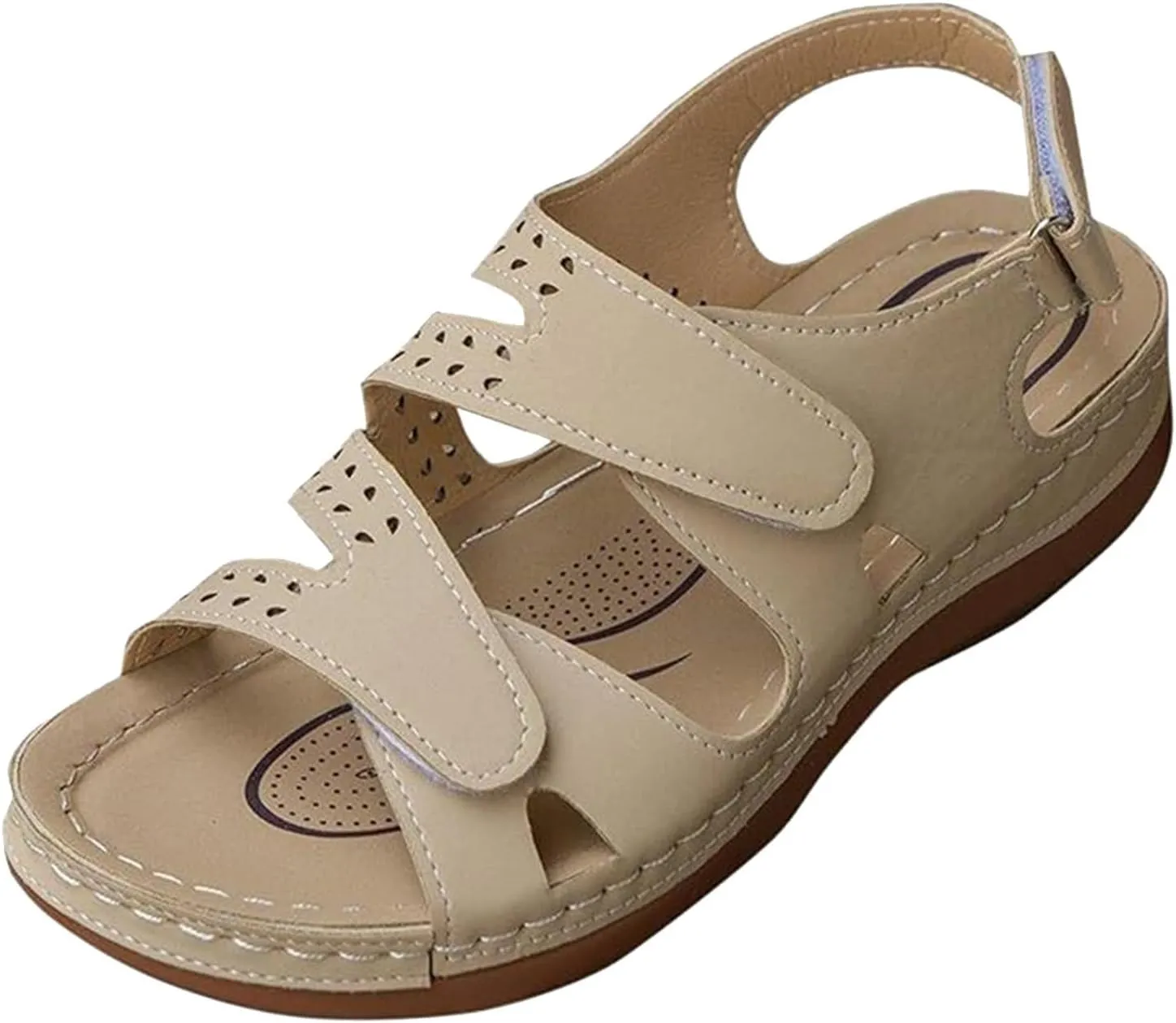 SuanlaTDS Wedge Sandals for Women Summer Dressy Open Toe Adjustable Ankle Strap Platform Comfortable Orthopedic Sandals with Arch Support Low Wedges Heels Outdoor Beach Dress Shoes