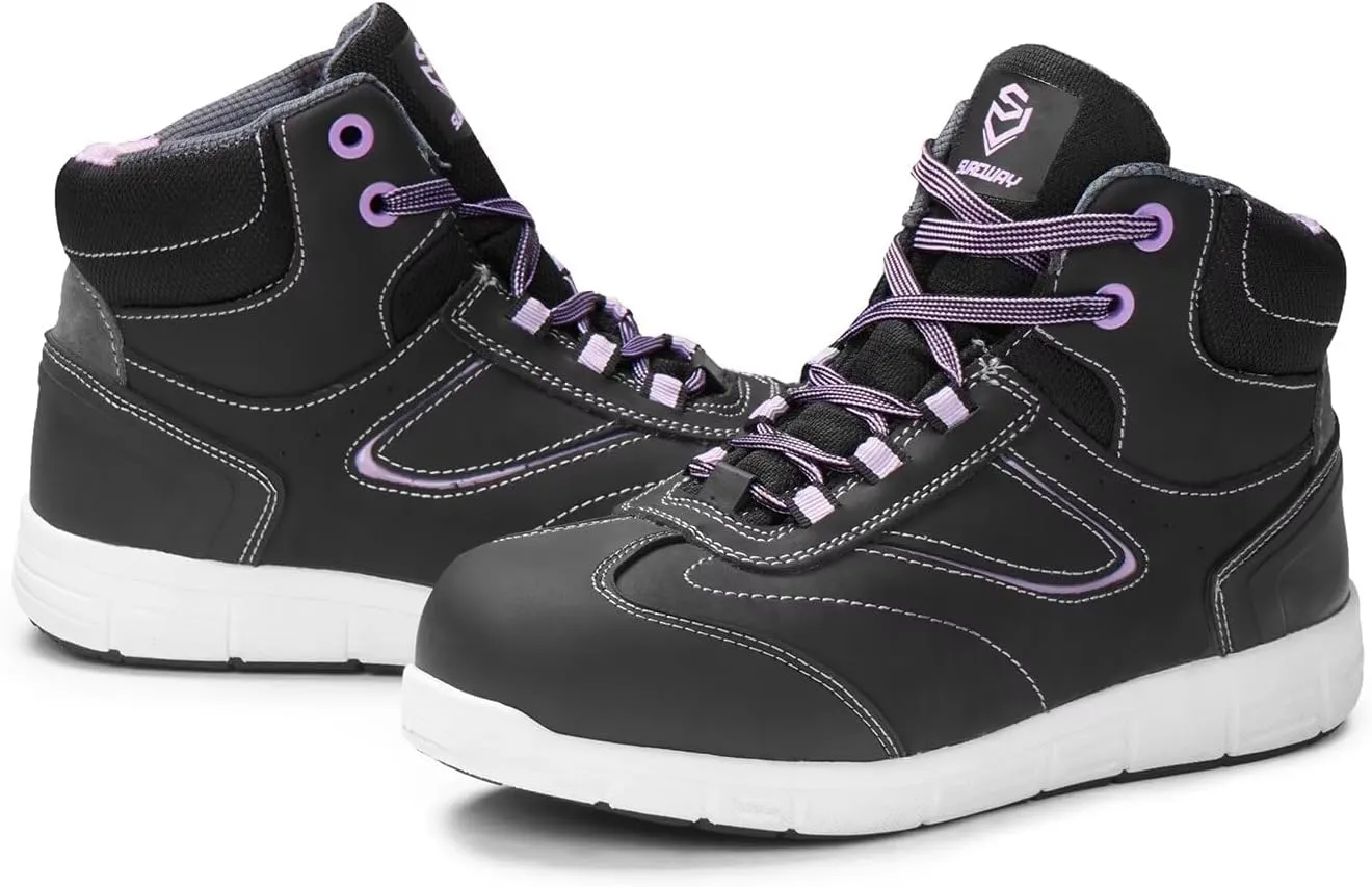 SUREWAY Aluminum Toe Work Shoes for Women,Industrial Safety Boots/Shoes,Comfortable No Rubbing of Feet,Superior Slip Resistant,EH Safety Industrial Construction Boots