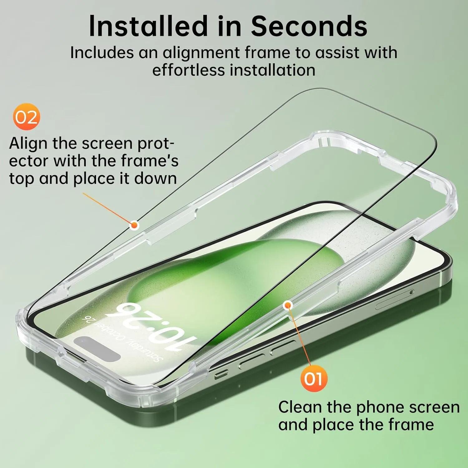 Syncwire 3 Pack Screen Protector for iPhone 16 / 15 Tempered Glass [9H, Easy Installation Frame, Bubble Free, Full Coverage, Sensitve, Clear, Case Friendly] for Apple Phone 15/16 6.1"
