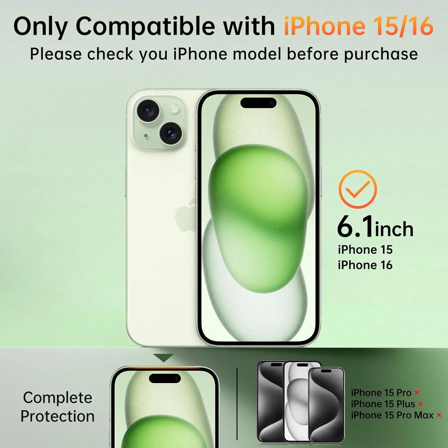 Syncwire 3 Pack Screen Protector for iPhone 16 / 15 Tempered Glass [9H, Easy Installation Frame, Bubble Free, Full Coverage, Sensitve, Clear, Case Friendly] for Apple Phone 15/16 6.1"
