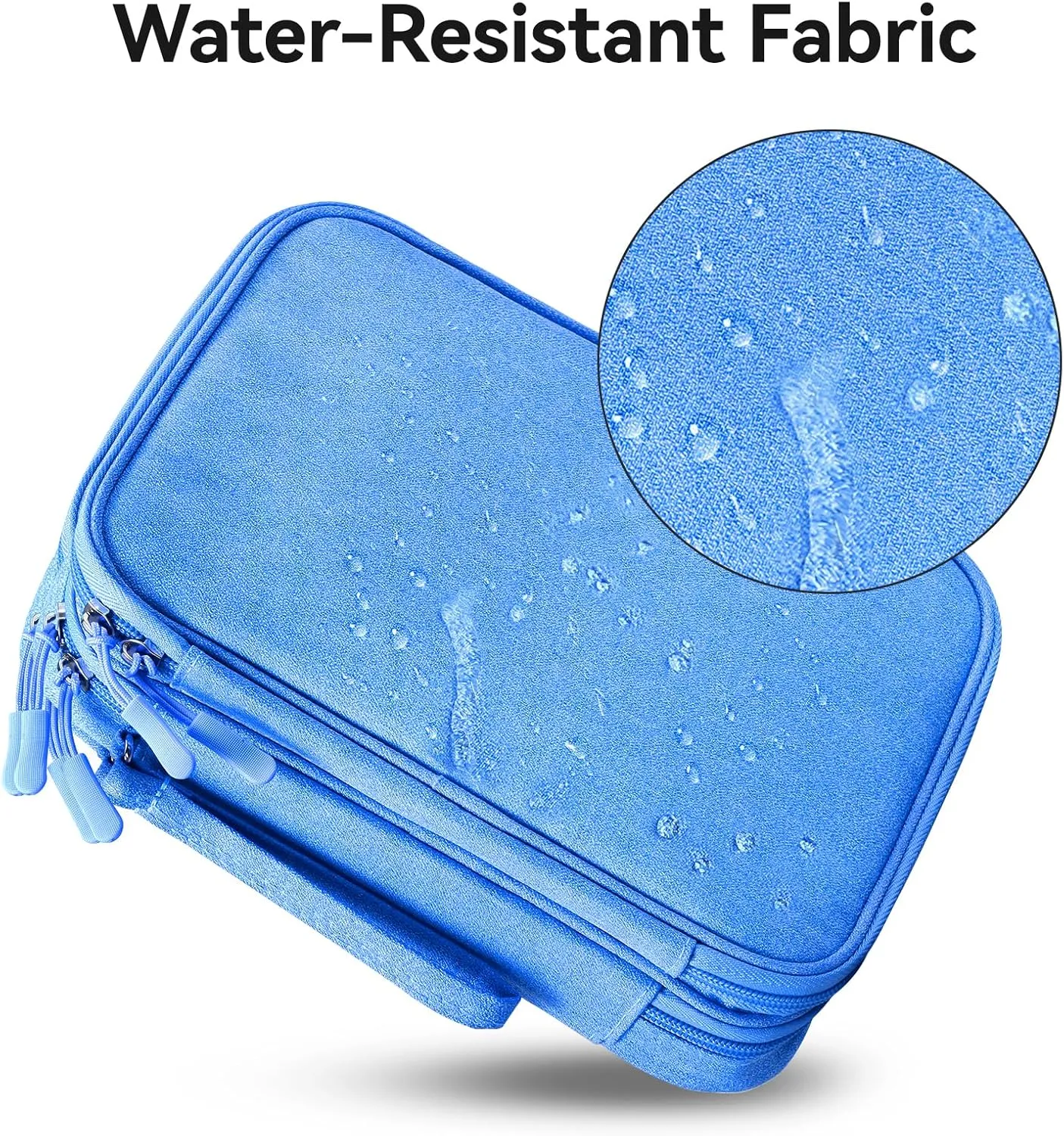 Tablet Accessories Case Bag, Travel Large Electronics Organizer for Chargers & Cords, Cables, 7.9 Inch Tablet, Airplane Essentials, 2 Layers (Sky Blue-L, Large)