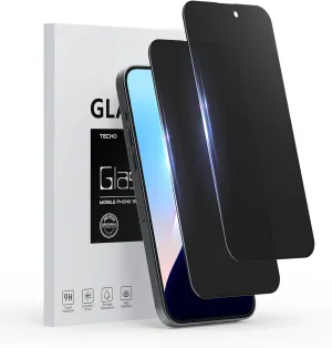 TECHO Privacy Screen Protector for iPhone 16 Pro Tempered Glass Film, Full Coverage Edge to Edge, Anti Spy Private, 9H Hardness, 2 Pack, 6.3 Inch (iPhone 16 Pro (6.3 inch))