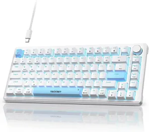 TECKNET Wired Gaming Keyboard, RGB Backlit Keyboards with Gasket Structure, USB C Mechanical Keyboard has 20 Lighting Effects & Multimedia Control Knob, Computer Keyboards for PC Laptop Mac Gamer