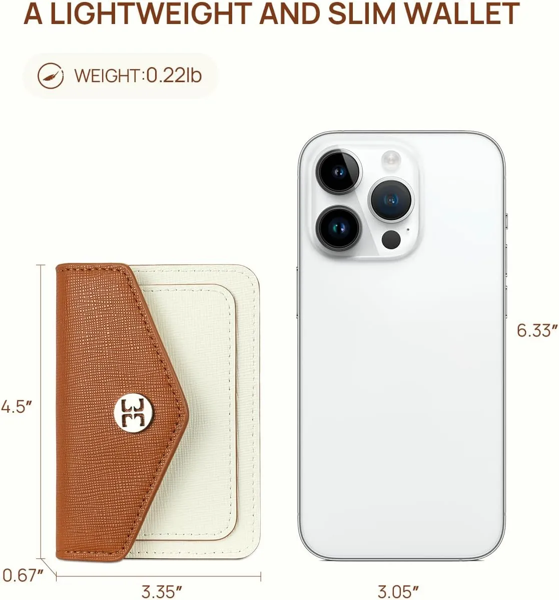 Telena Small Wallet for Women RFID Blocking Credit Card Holder Compact Leather Wallets with Magnetic Snap Button Beige Brown