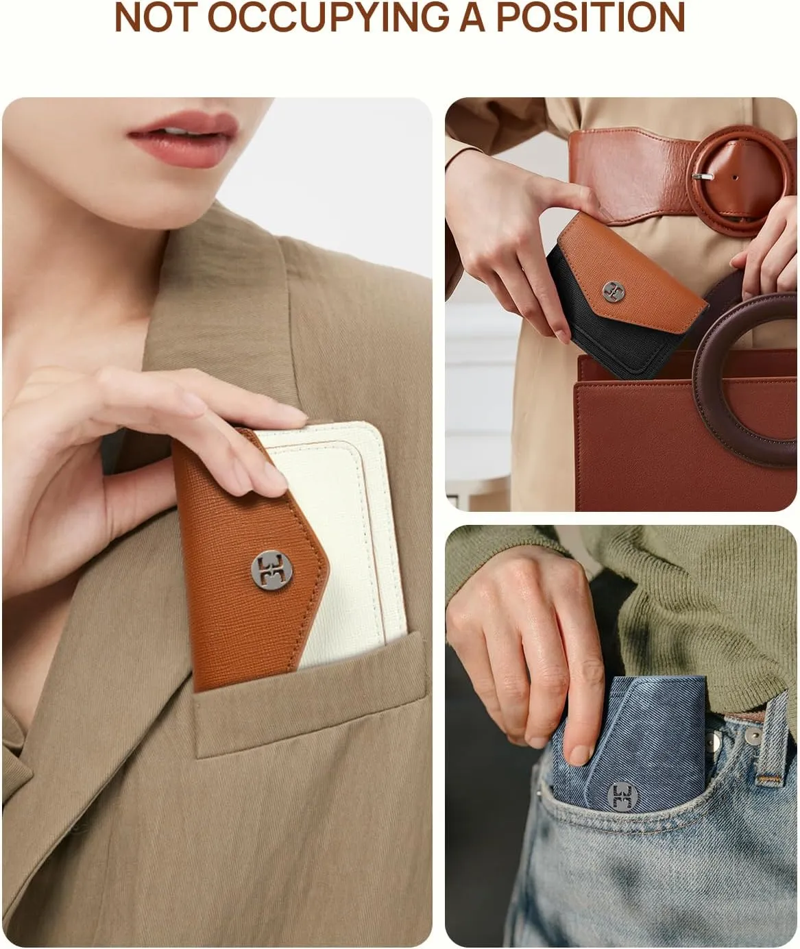 Telena Small Wallet for Women RFID Blocking Credit Card Holder Compact Leather Wallets with Magnetic Snap Button Black Brown