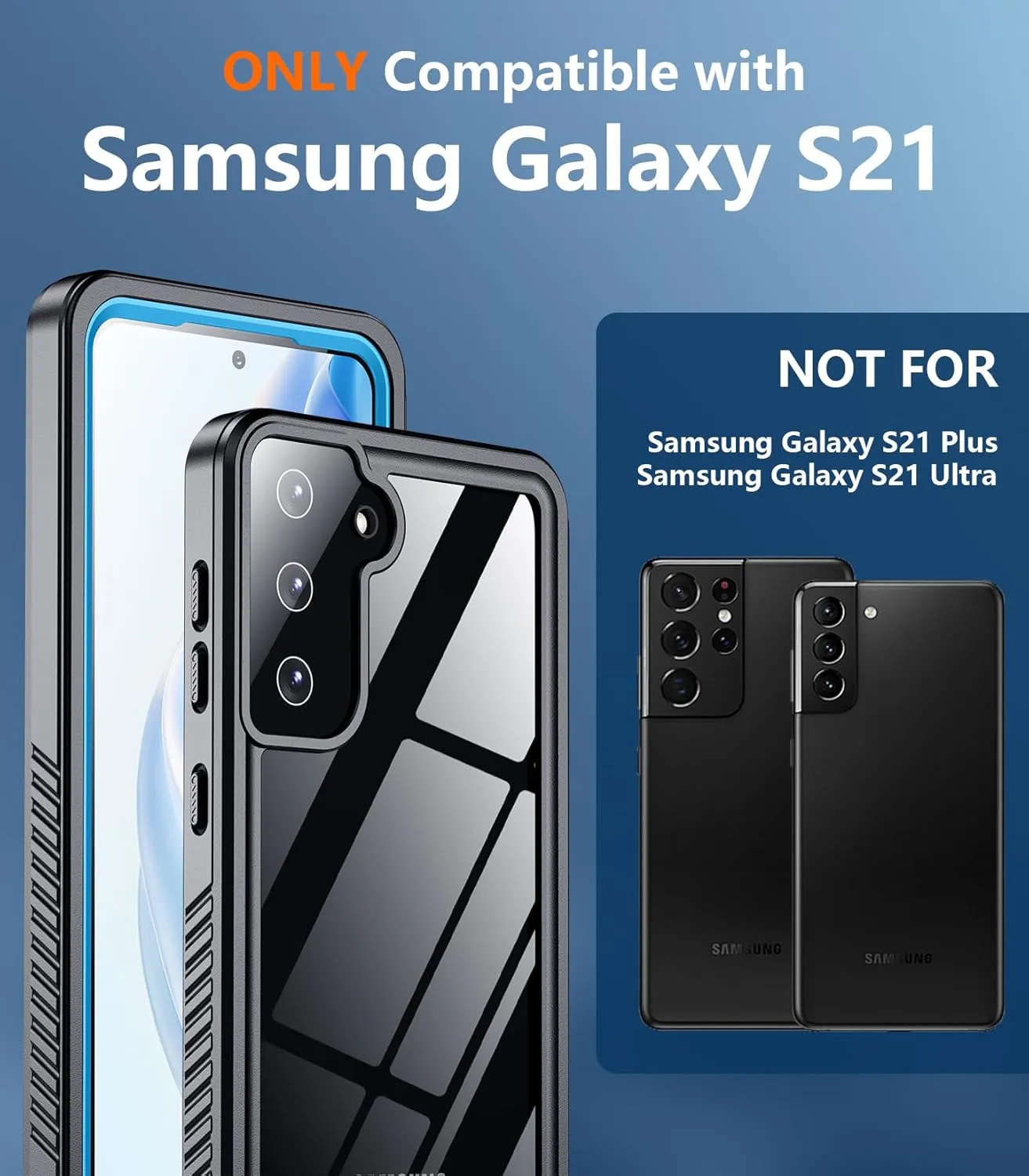 Temdan for Samsung Galaxy S21 Case Waterproof with Built-in Screen Protector 360 Full Body Underwater Case Shockproof Dustproof for Samsung S21 Phone Case Heavy Duty Protective 5G 6.2 Inch Blue