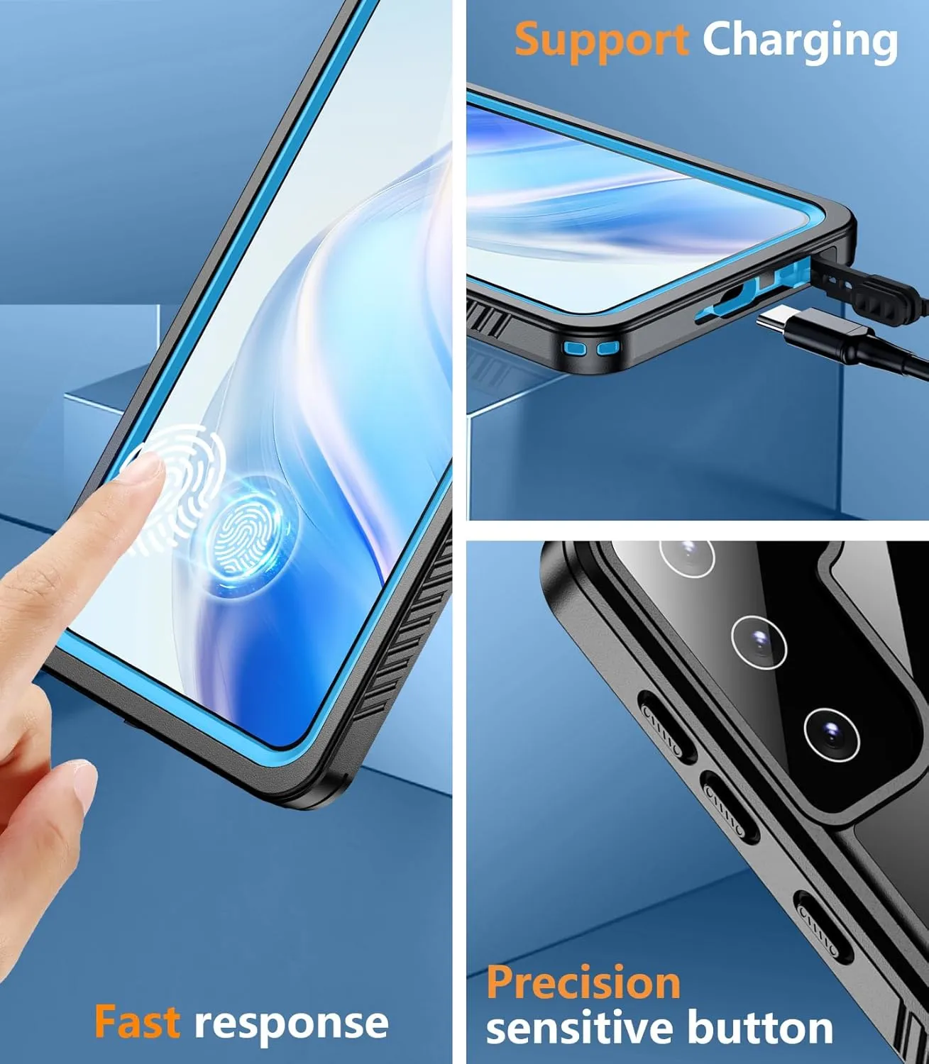Temdan for Samsung Galaxy S21 Case Waterproof with Built-in Screen Protector 360 Full Body Underwater Case Shockproof Dustproof for Samsung S21 Phone Case Heavy Duty Protective 5G 6.2 Inch Blue