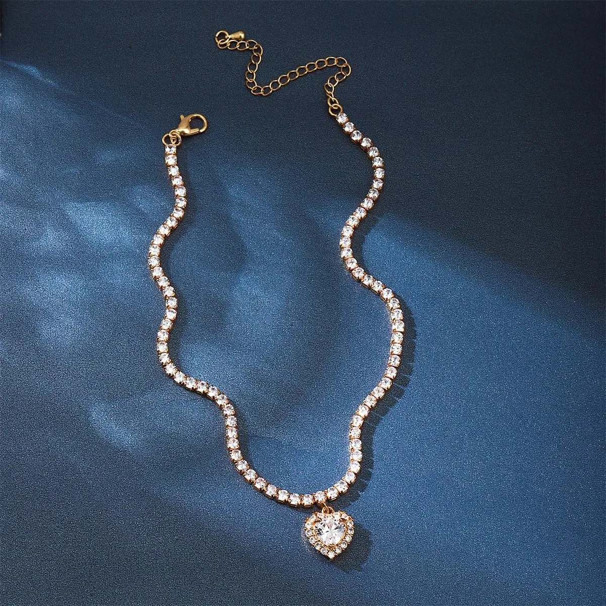 Tennis Necklaces for Women Sparkly Choker Teardrop Heart Cross Pendant Necklace Silver/Gold Filled Faux Diamond Necklaces Jewelry