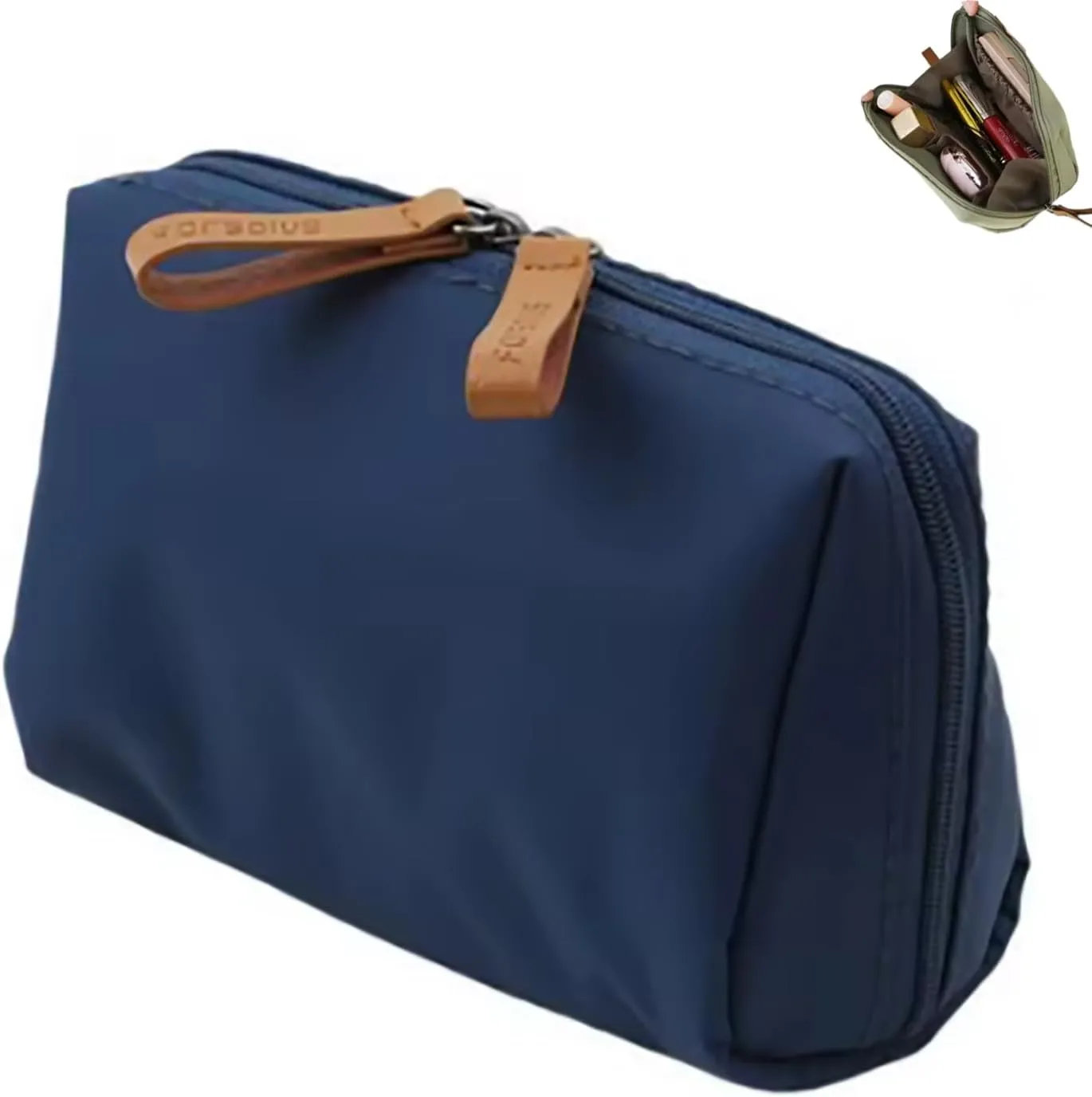 Tidynook Makeup Bag Small, Mini Lipstick Makeup Bag Portable Simple Waterproof Hand Travel Makeup Pouch for Women (Blue)