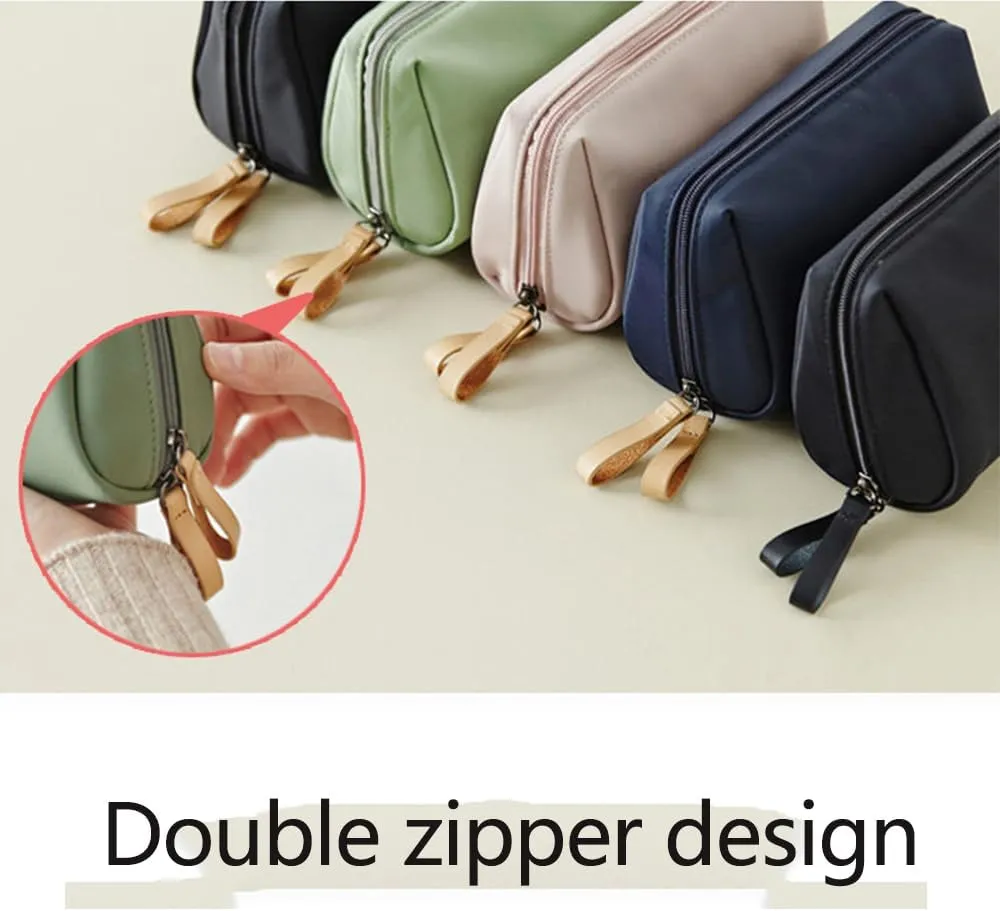 Tidynook Makeup Bag Small, Tidynook Small Makeup Bag with Compartments, Portable Simple Waterproof Makeup Bag (Black,Free Size)