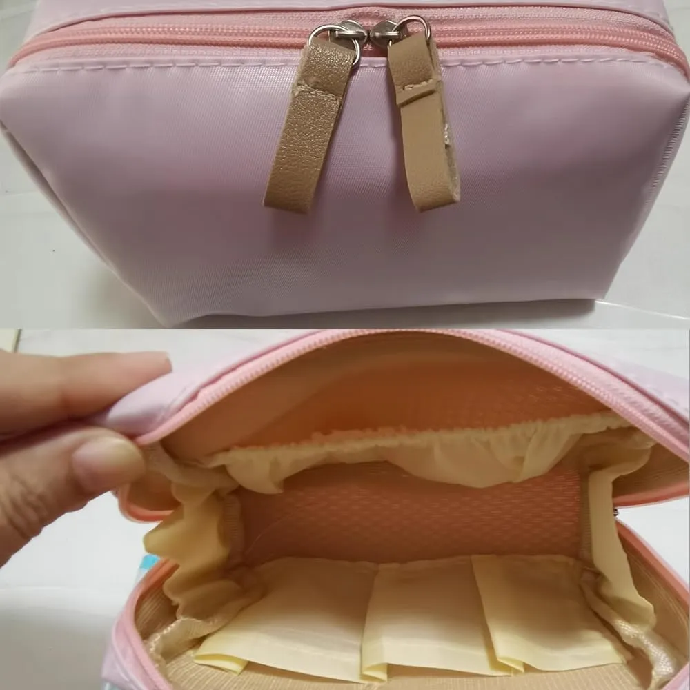 Tidynook Makeup Bag Small, Tidynook Small Makeup Bag with Compartments, Portable Simple Waterproof Makeup Bag (Black,Free Size)