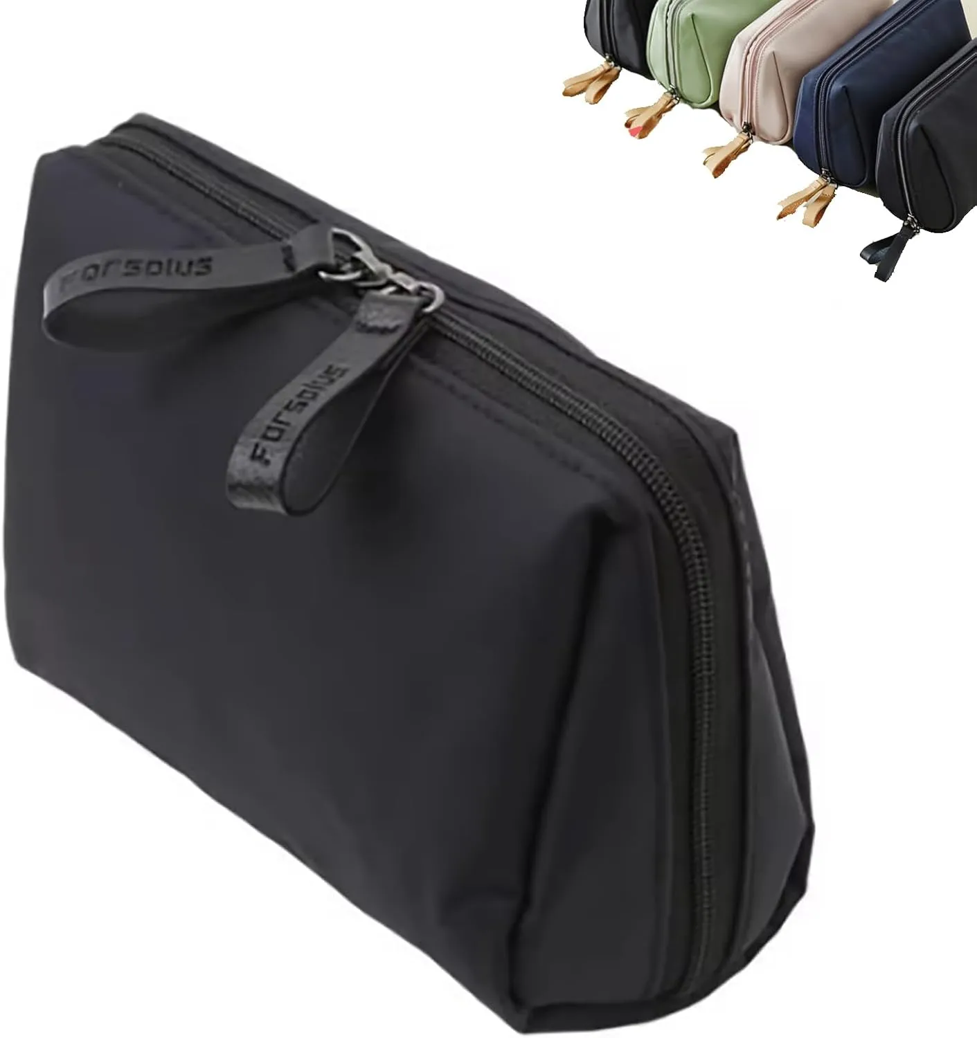 Tidynook Makeup Bag Small, Tidynook Small Makeup Bag with Compartments, Portable Simple Waterproof Makeup Bag (Black,Free Size)