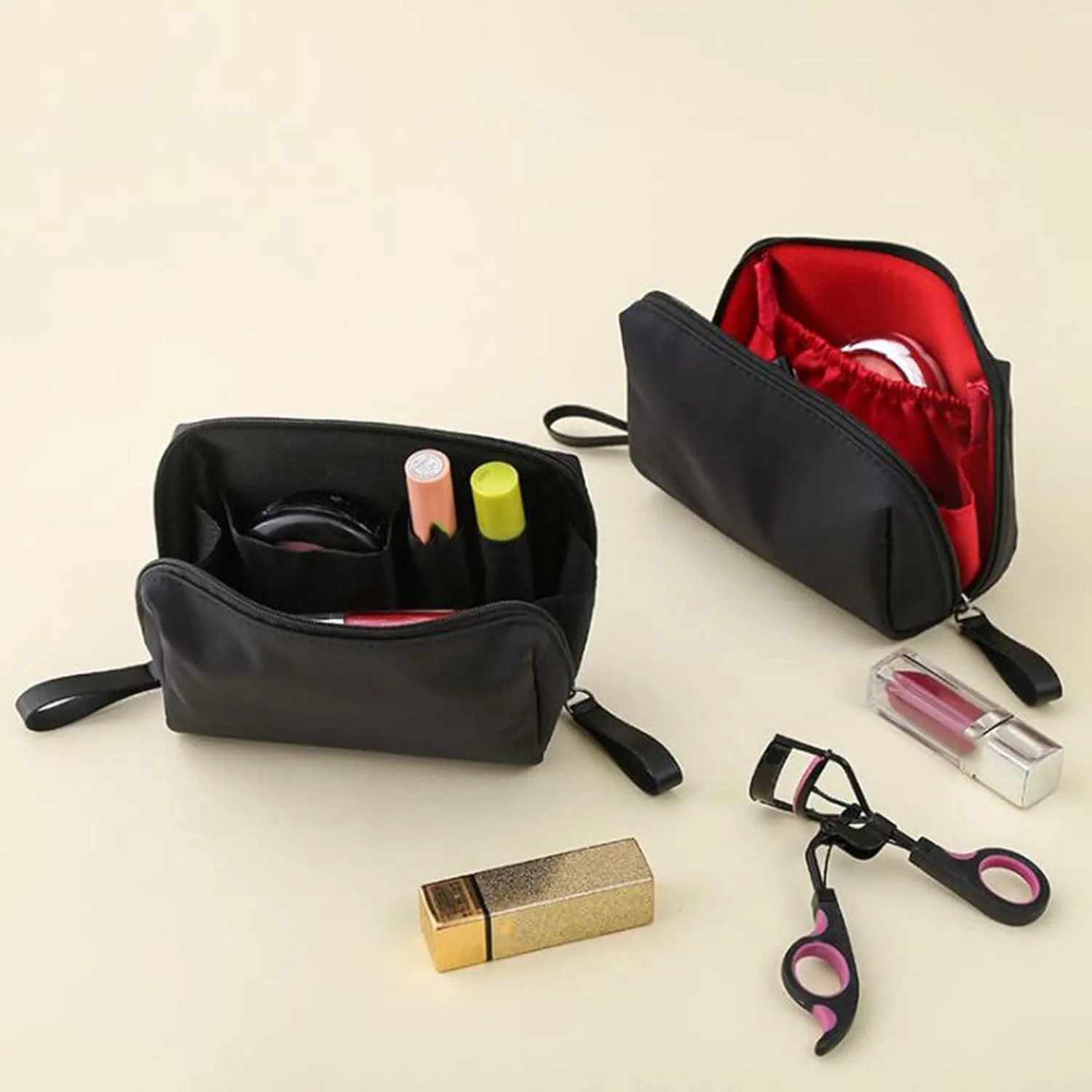 Tidynook Small Makeup Bag  Mini Waterproof Cosmetic Pouch, Portable Travel Organizer for Purse, Lipstick & Toiletry Organizer for Women, (Cyan,L)