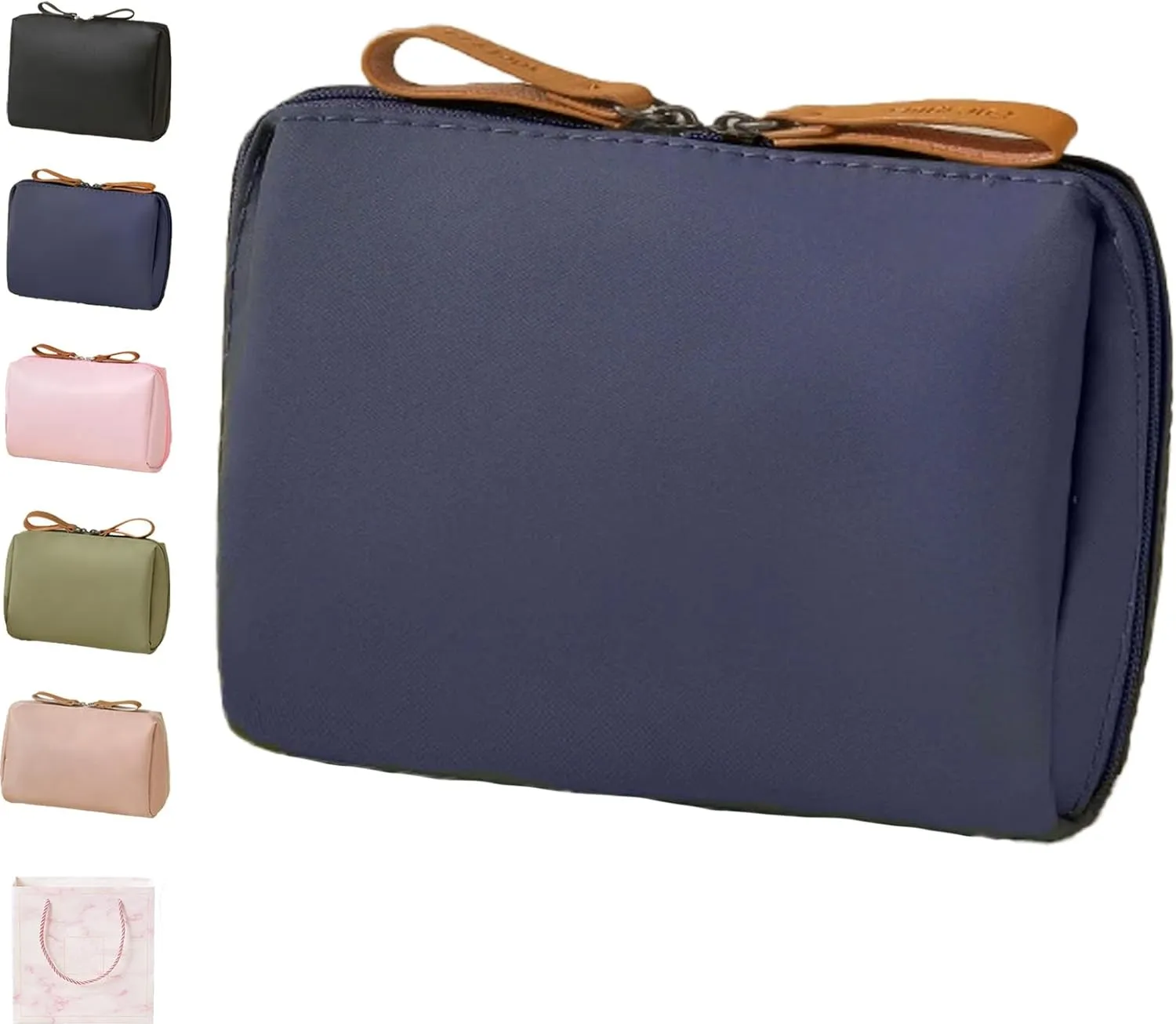 Tidynook Small Makeup Bag  Mini Waterproof Cosmetic Pouch, Portable Travel Organizer for Purse, Lipstick & Toiletry Organizer for Women, (Cyan,L)