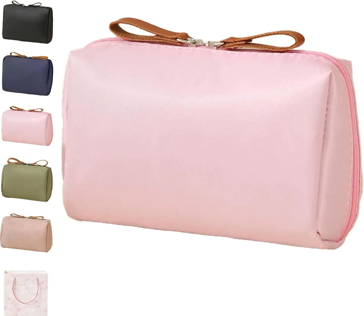 Tidynook Small Makeup Bag  Mini Waterproof Cosmetic Pouch, Portable Travel Organizer for Purse, Lipstick & Toiletry Organizer for Women, (Pink,L)