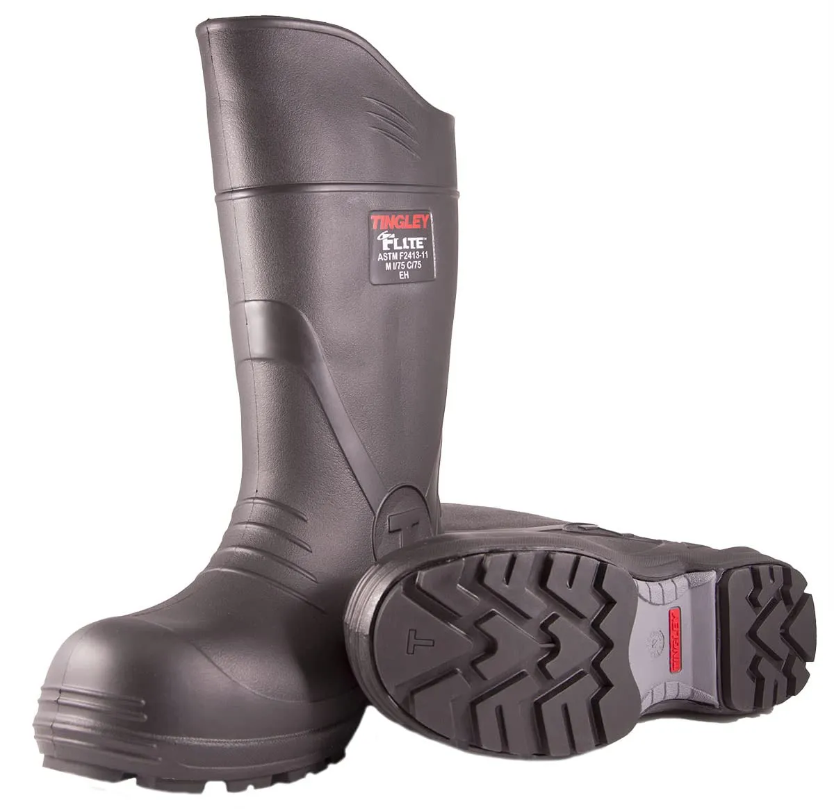 Tingley Flite 27251 Safety Toe Knee Boot with Cleated Outsole, Mens 15, Black