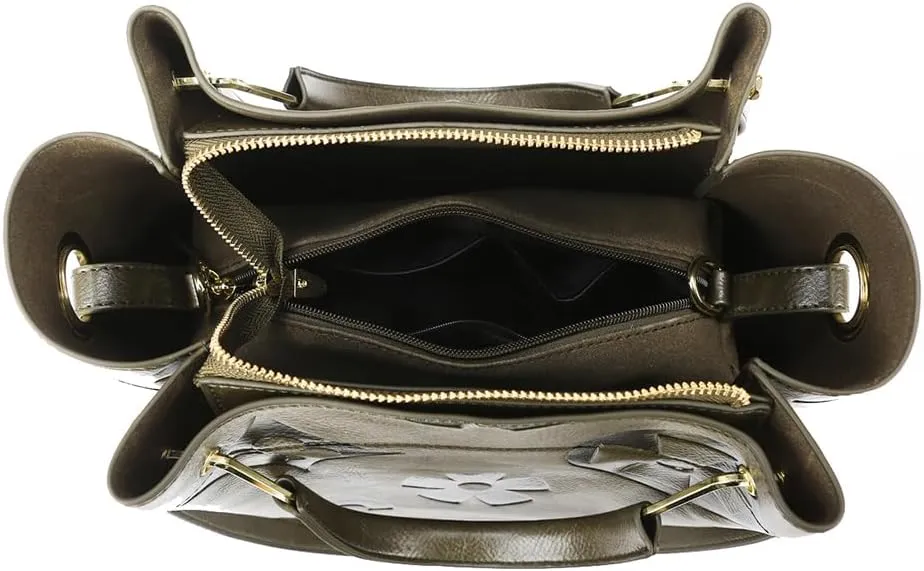 Top Handle Bag Floral Embossed Bucket Bag Crossbody Bags For Women Trendy Shoulder Purse Designer Handbag