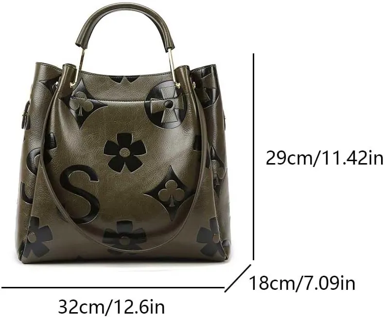 Top Handle Bag Floral Embossed Bucket Bag Crossbody Bags For Women Trendy Shoulder Purse Designer Handbag