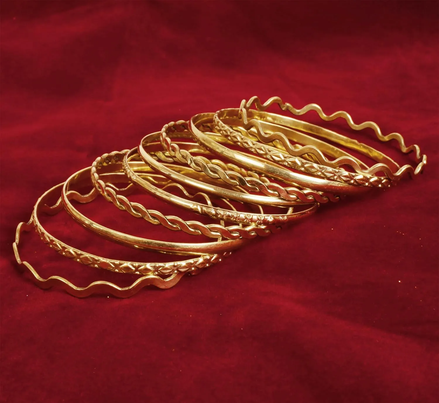 Touchstone Gold Bangle Bracelets For Women - Multi Layer Stackable Textured Engraved Bracelets Boho Jewelry Set.