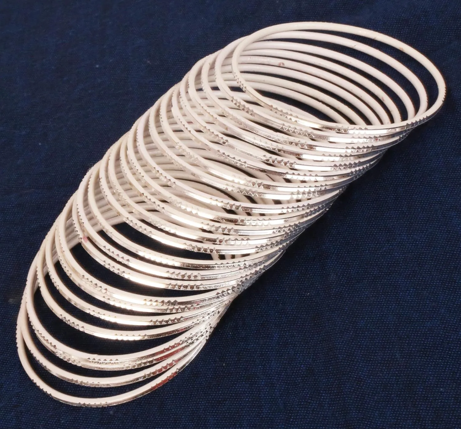 Touchstone Indian Bollywood Choice Handcrafted Exemplary Peeled Deep Ditch Surface Vintage Textured Wow Designer Jewelry Bangle Bracelets Set of 24. for Women.