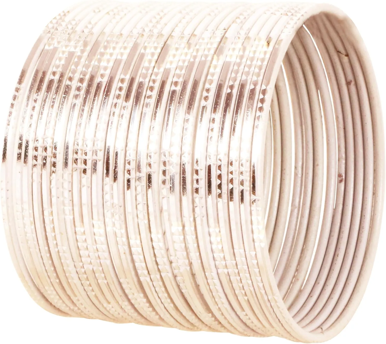 Touchstone Indian Bollywood Choice Handcrafted Exemplary Peeled Deep Ditch Surface Vintage Textured Wow Designer Jewelry Bangle Bracelets Set of 24. for Women.