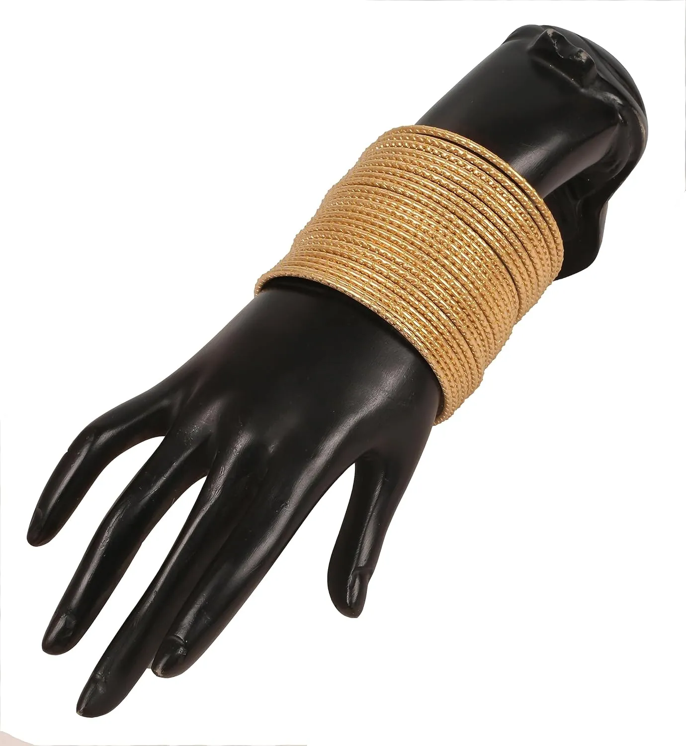 Touchstone Indian Bollywood Trending Fashion Handcrafted Beautifully Trimmed Edges Textured Golden Dots Designer Jewelry Bangle Bracelets. Set of 24 for Women.