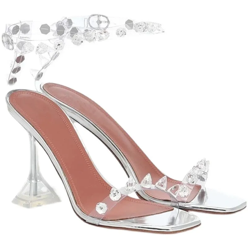 Transparent Sandals Crystal Clear heeled Shoes High heels Gladiator Sandals