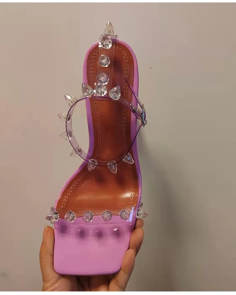 Transparent Sandals Crystal Clear heeled Shoes High heels Gladiator Sandals