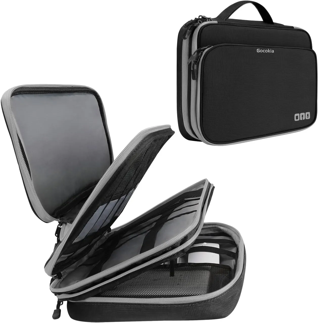 Travel Cable Organizer Bag, 3 Layer X-Large Capacity Electronics Accessories Cord Storage Case Bag for Cables, SD Card,Chargers, Power Bank, Cellphone,Tablet