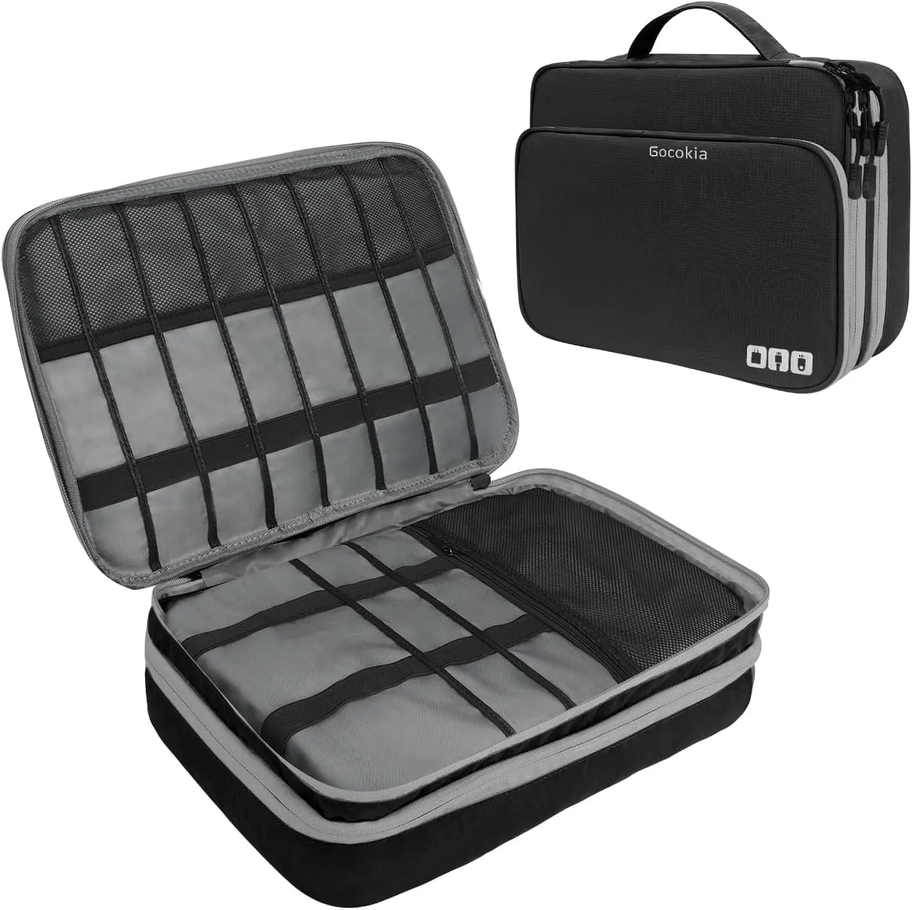 Travel Cable Organizer Bag, 3 Layer X-Large Capacity Electronics Accessories Cord Storage Case Bag for Cables, SD Card,Chargers, Power Bank, Cellphone,Tablet
