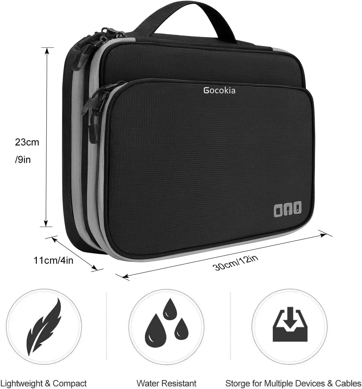 Travel Cable Organizer Bag, 3 Layer X-Large Capacity Electronics Accessories Cord Storage Case Bag for Cables, SD Card,Chargers, Power Bank, Cellphone,Tablet